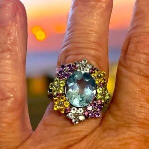 925 Silver Aquamarine Ring